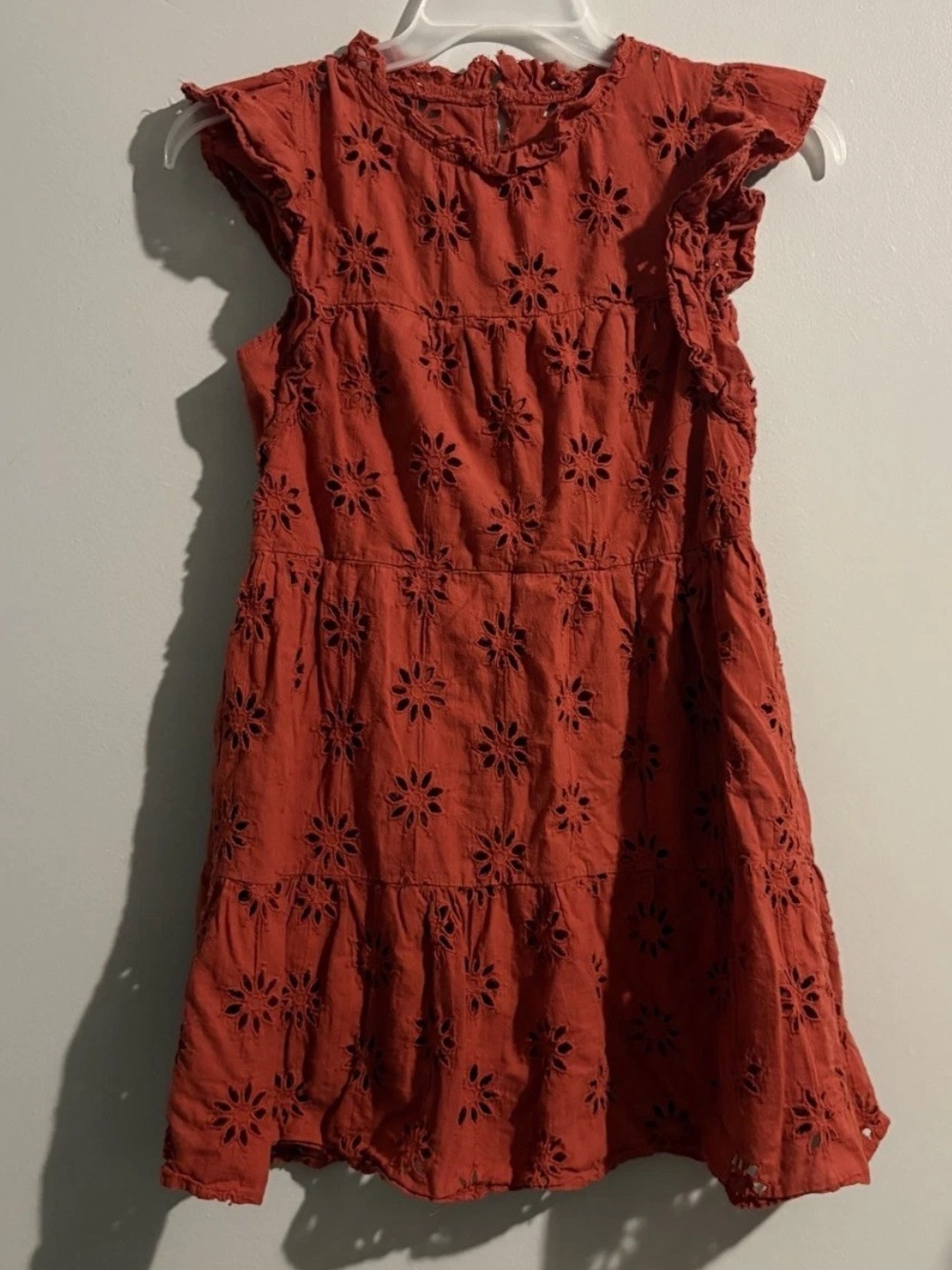 entro Rust Eyelet Ruffle Sleeve Mini Dress - Picture 2 of 13